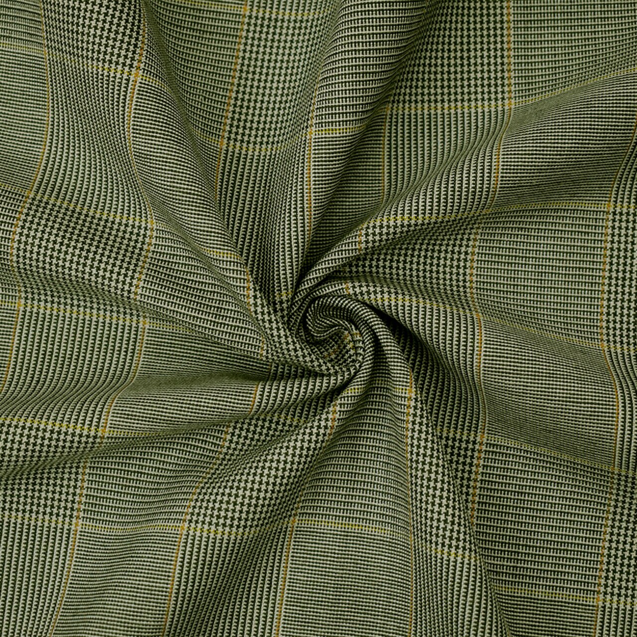 Black-Brown-Gray Poly Wool Glen Plaid Check Shirting Woven Fabric By the Yard